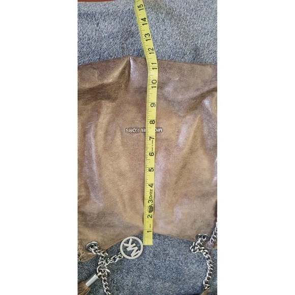 Michael Kors Handbag Women L Chelsea Metallic Tan Whipstitch Tassel Shoulder Bag - Picture 16 of 16